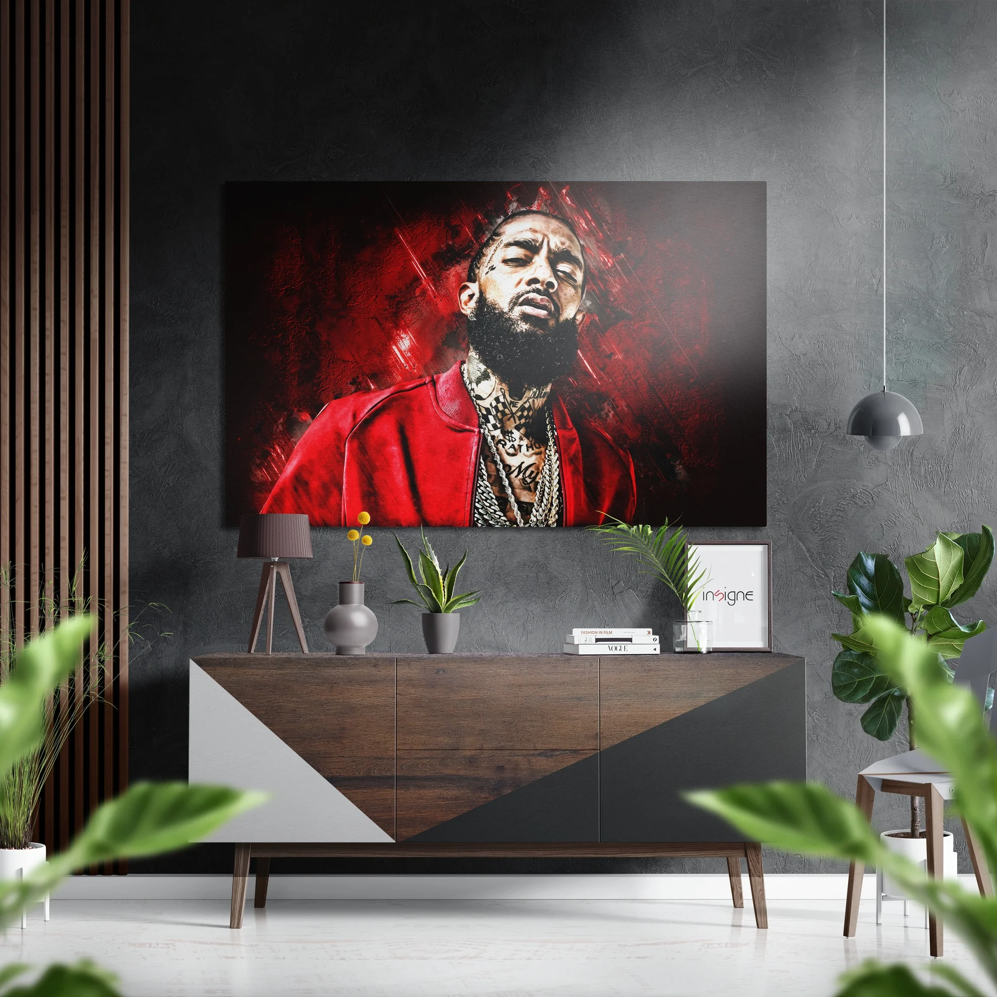 West Coast Rapper Portrait Brushed Aluminium Dibond Wall Art