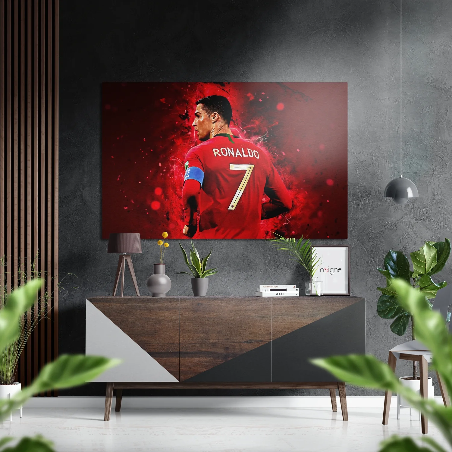 Football Superstar Portrait Brushed Aluminium Dibond Wall Art
