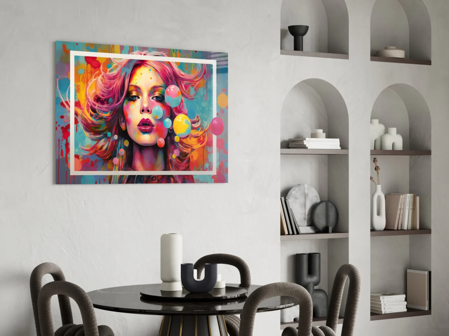 Bubbles and Kisses Glass Wall Art || Designer Collection - Image 5