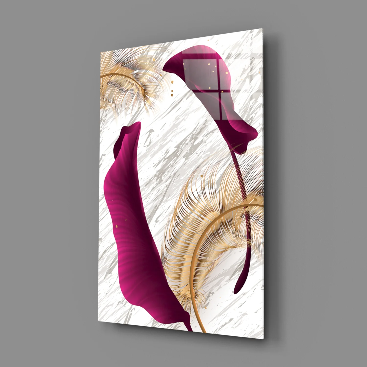 Burgundy Leaves Glass Wall Art - Image 2