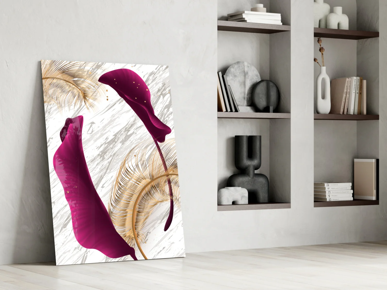 Burgundy Leaves Glass Wall Art - Image 6