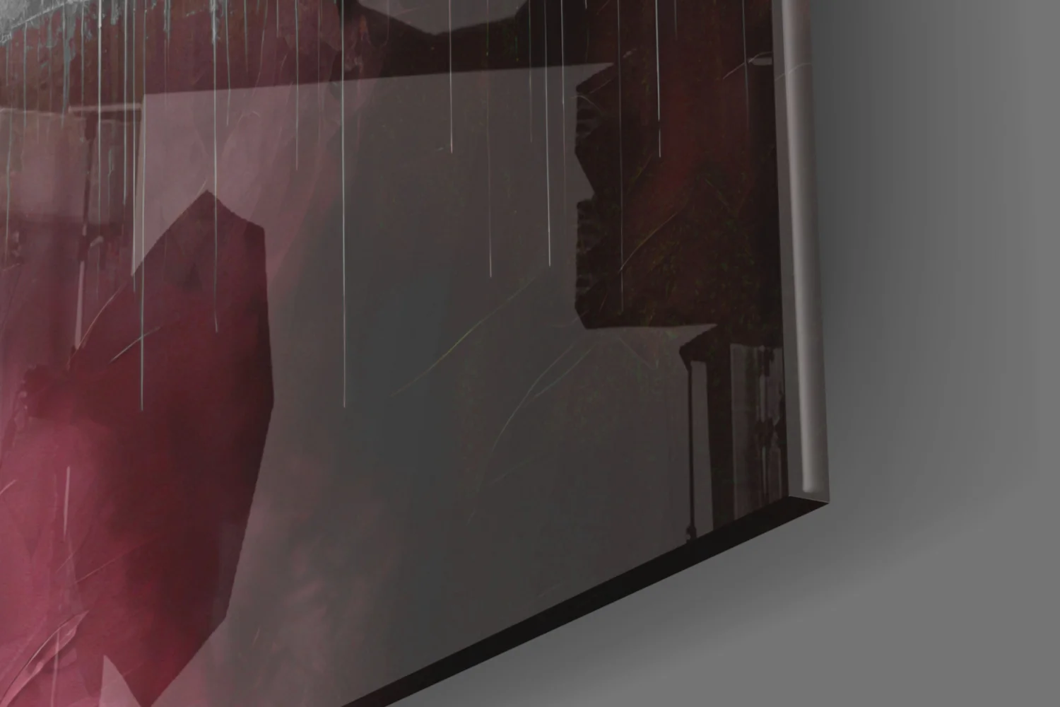 Burgundy Reflected City Glass Wall Art - Image 7