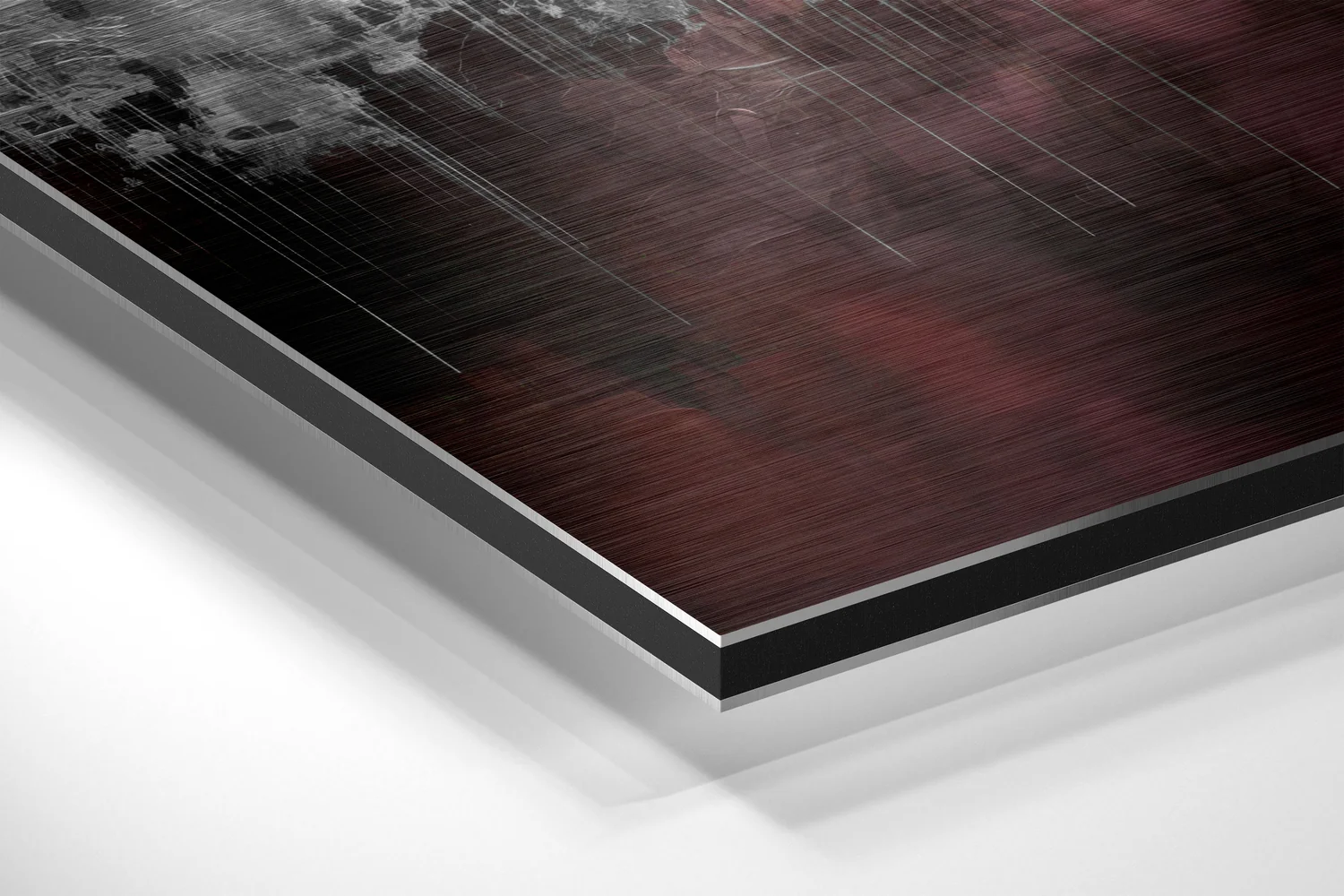 Burgundy Reflected City Skyline Brushed Aluminum Dibond Wall Art - Image 2