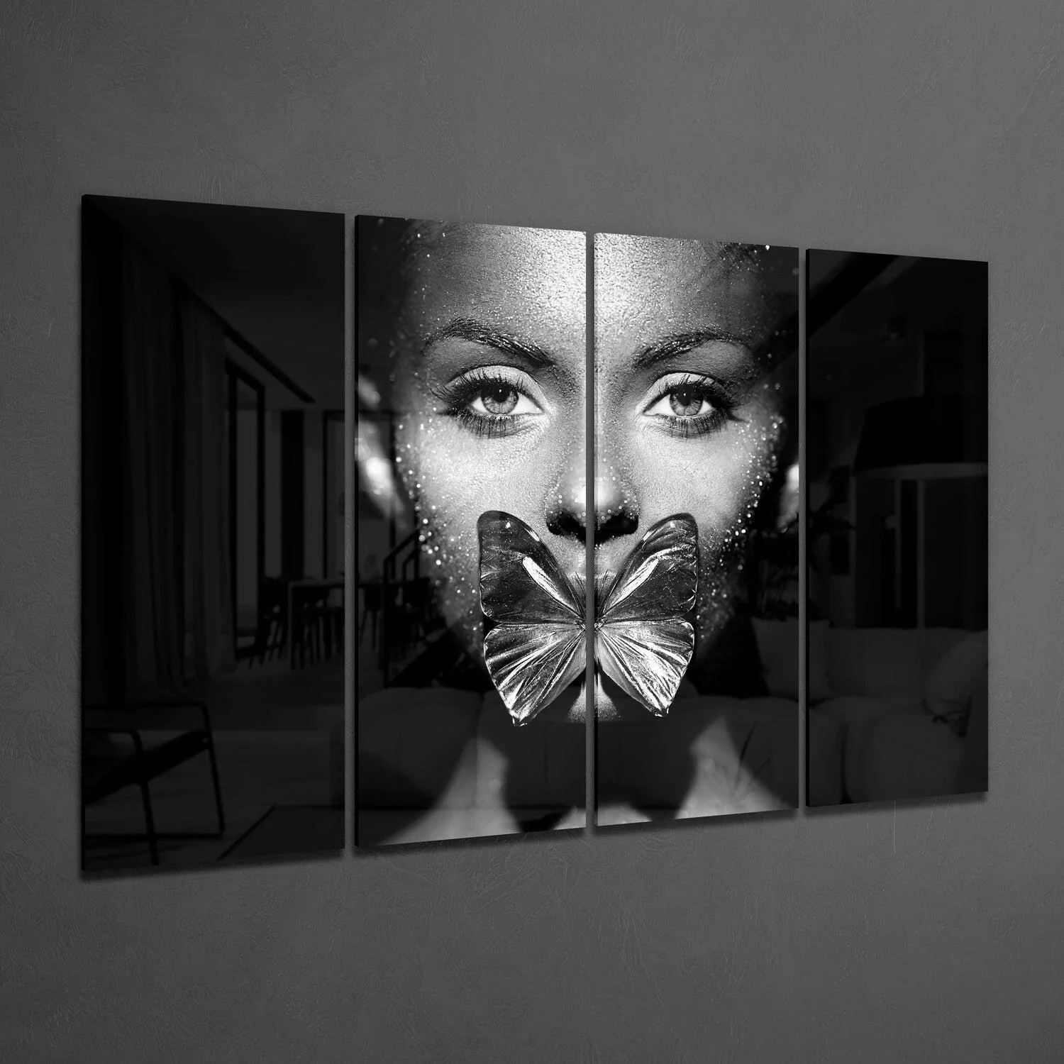 Butterfly Women 4 Pieces Mega Glass Wall Art (59"x36") - Image 2