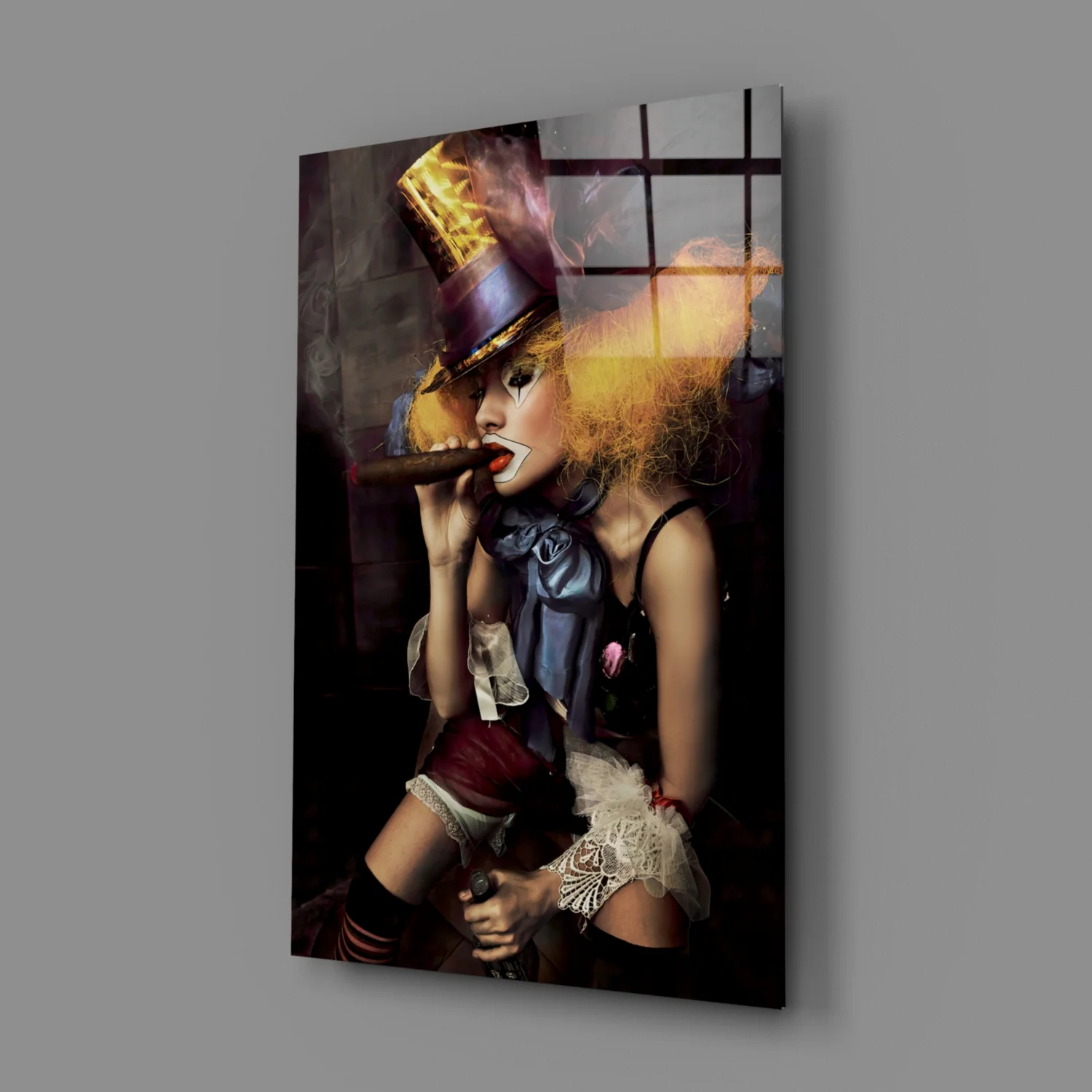 Female Clown Glass Wall Art - Image 3