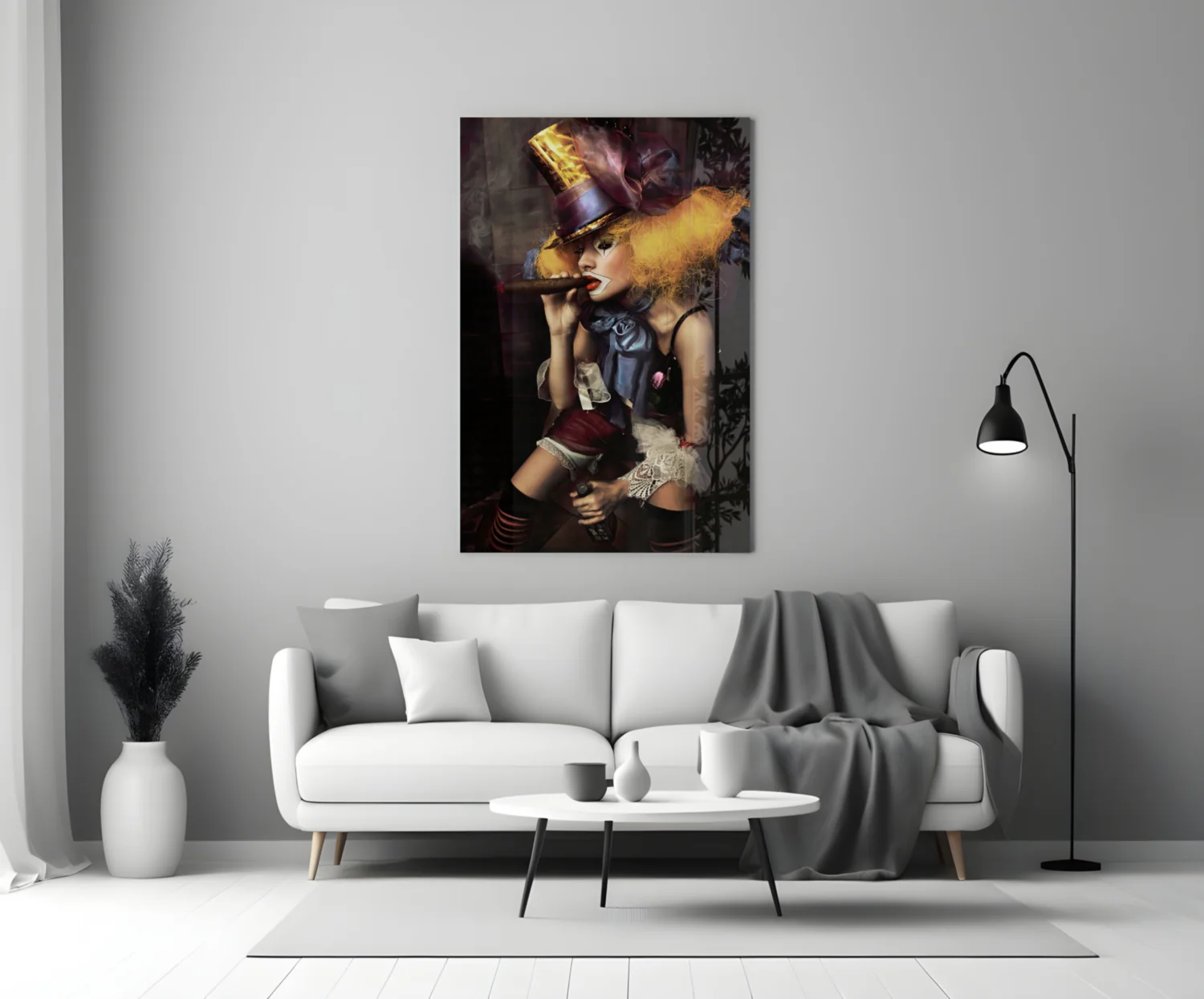 Female Clown Glass Wall Art - Image 4