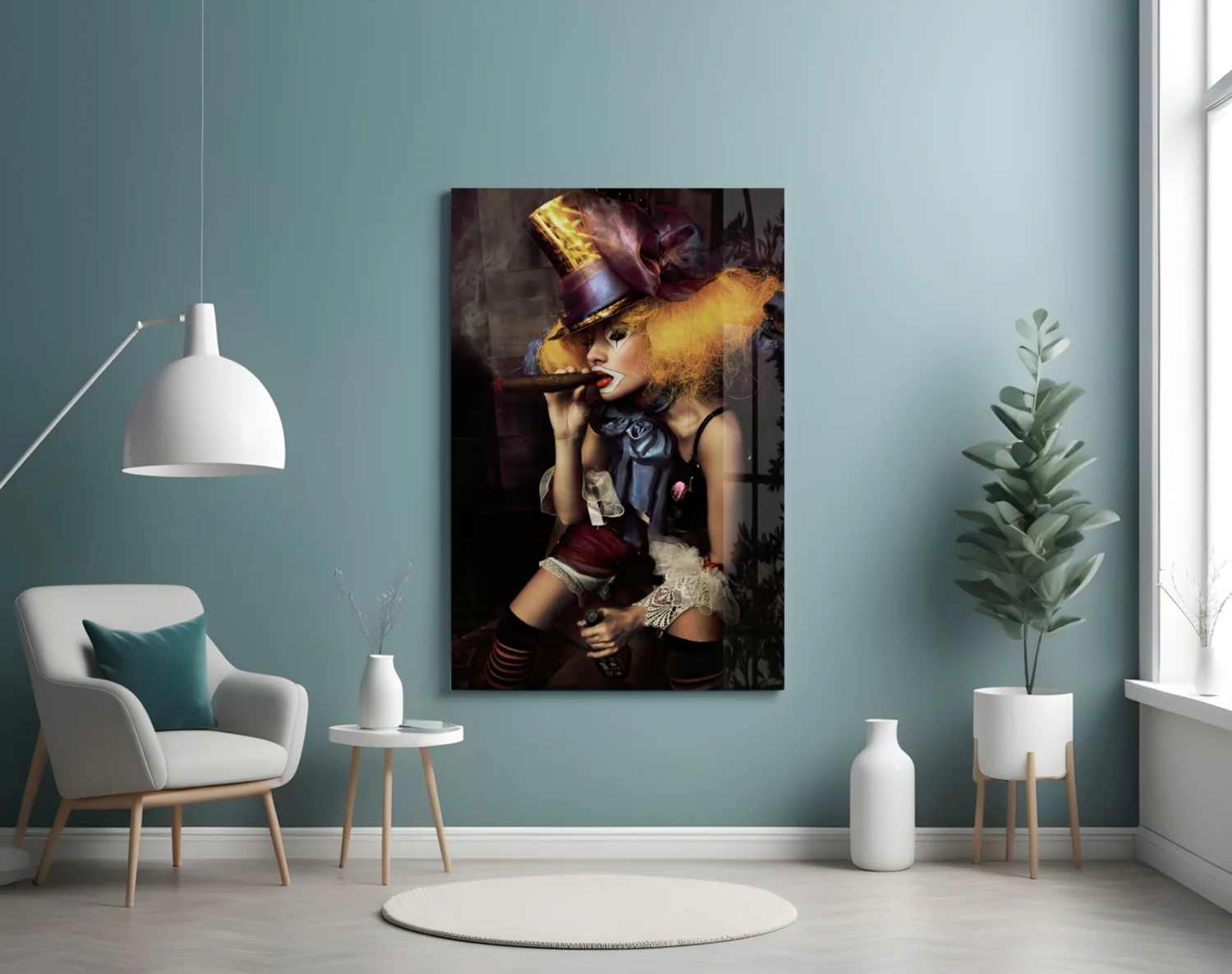 Female Clown Glass Wall Art - Image 5