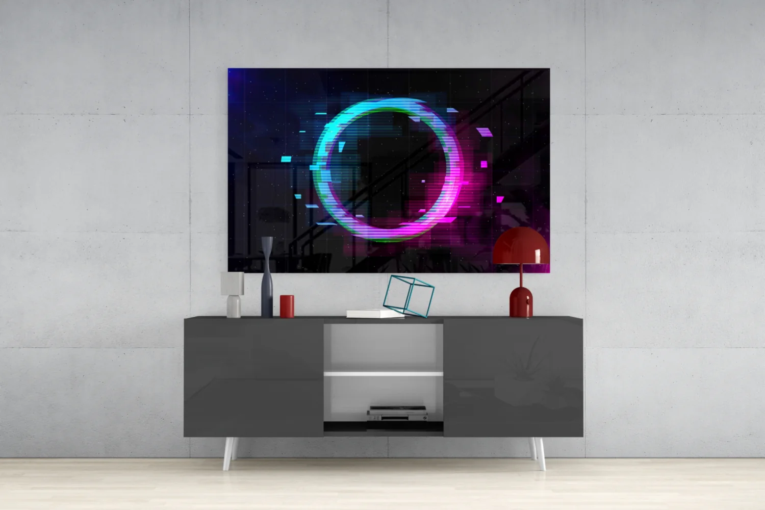 Neon Circle Glass Wall Art - Image 9