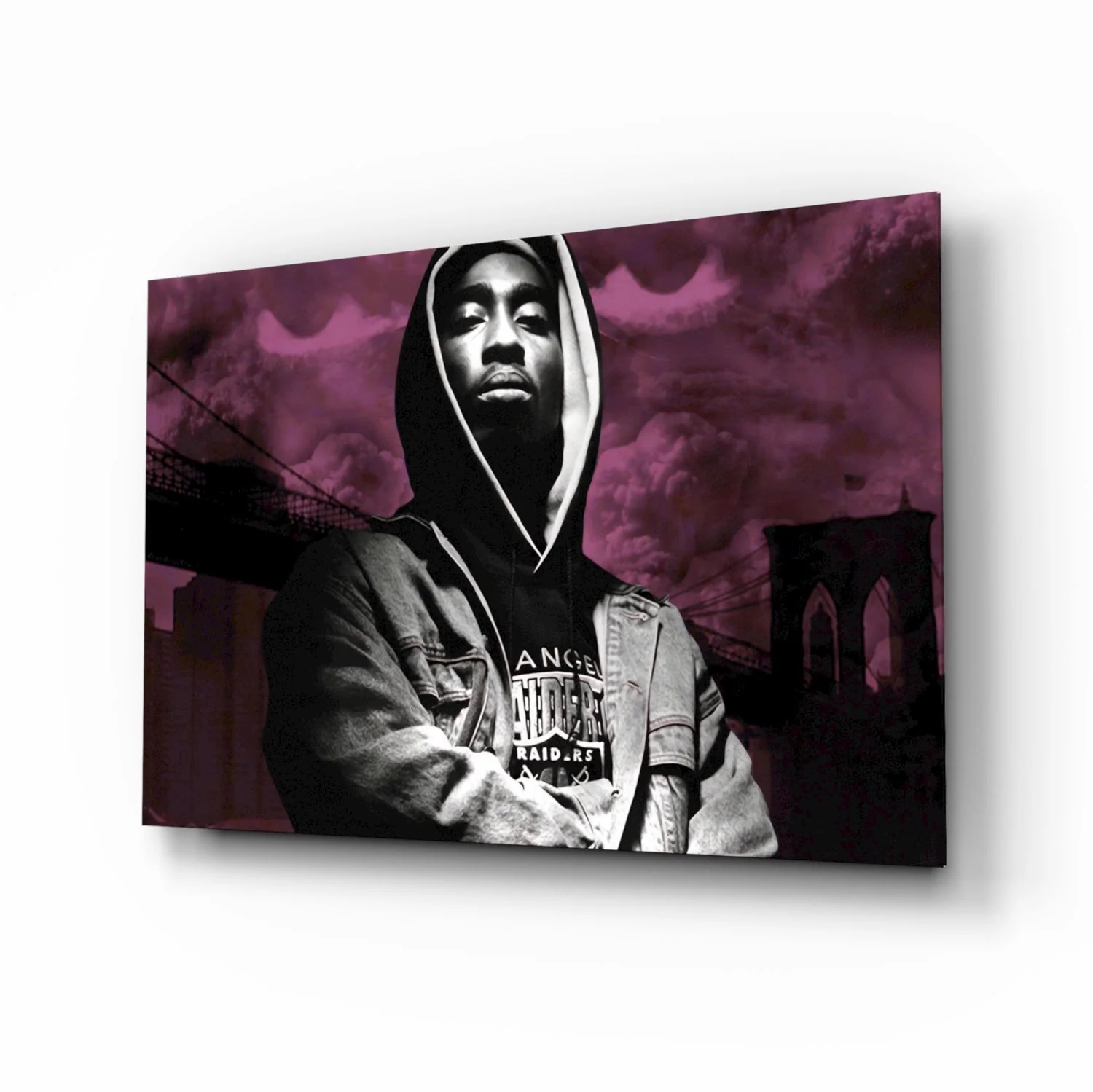 Old School Hip-Hop Portrait Glass Wall Art - Image 2