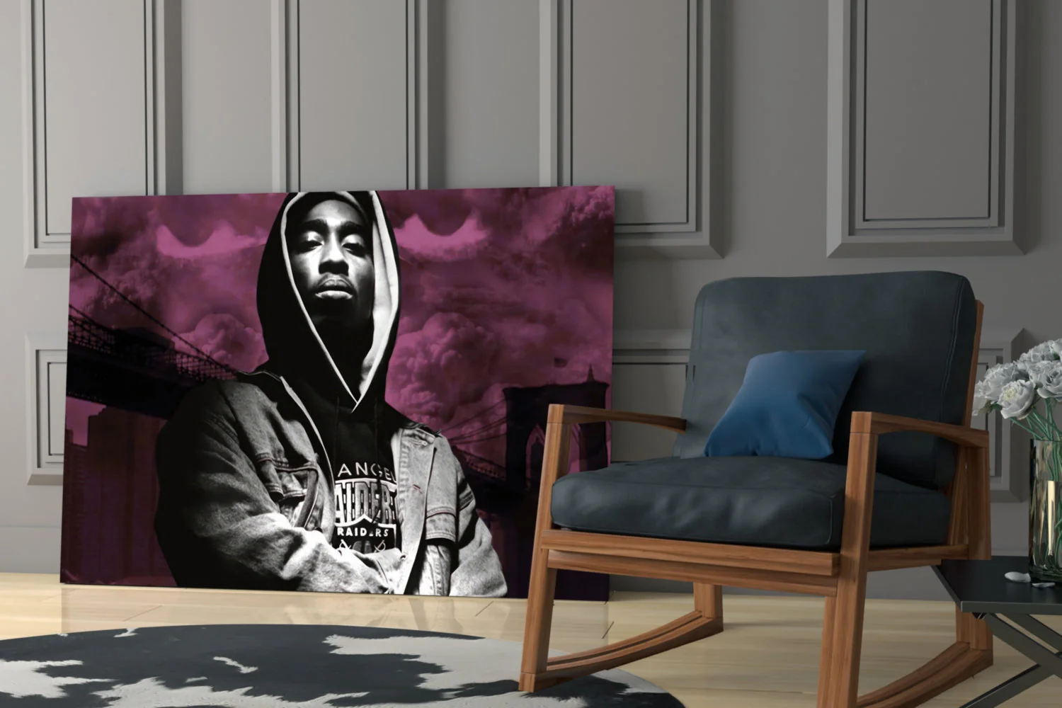 Old School Hip-Hop Portrait Glass Wall Art - Image 7