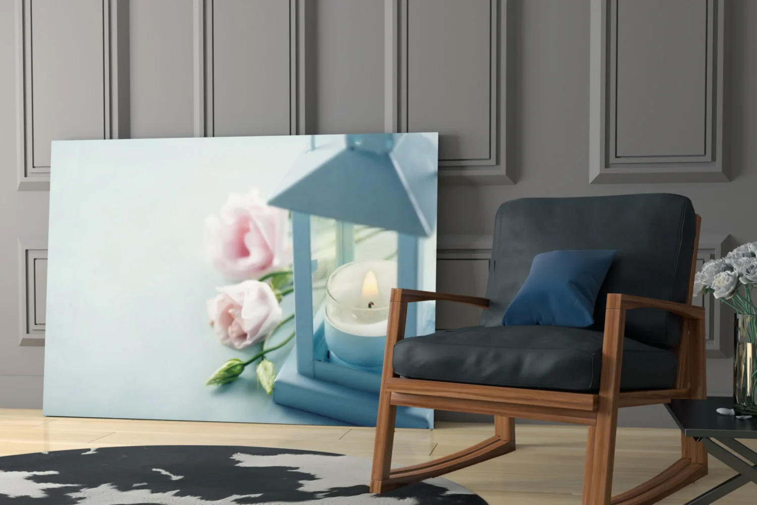 Candle & Rose Glass Wall Art - Image 7