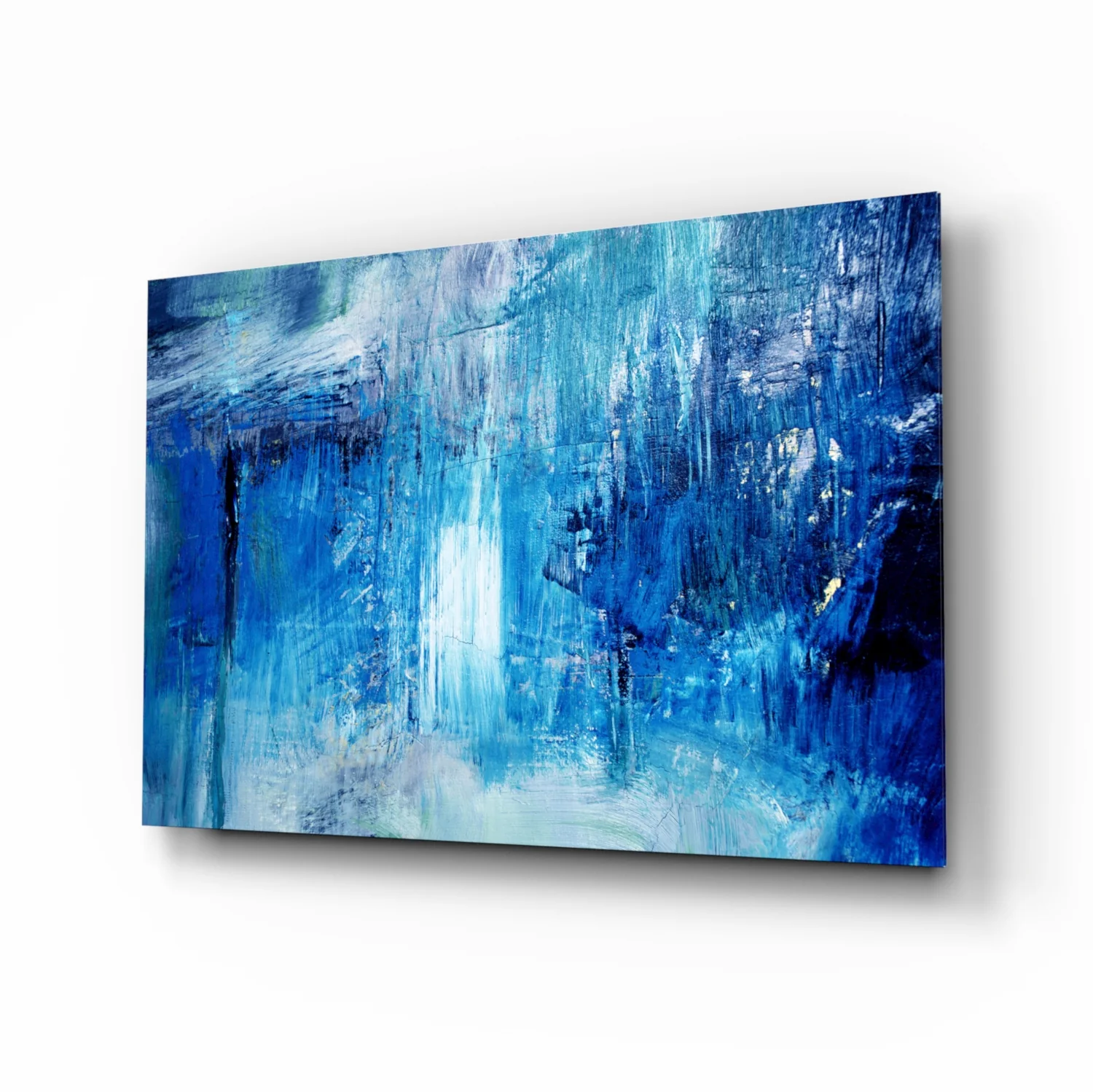 Cascading Blue Waterfall Glass Wall Art - Image 2