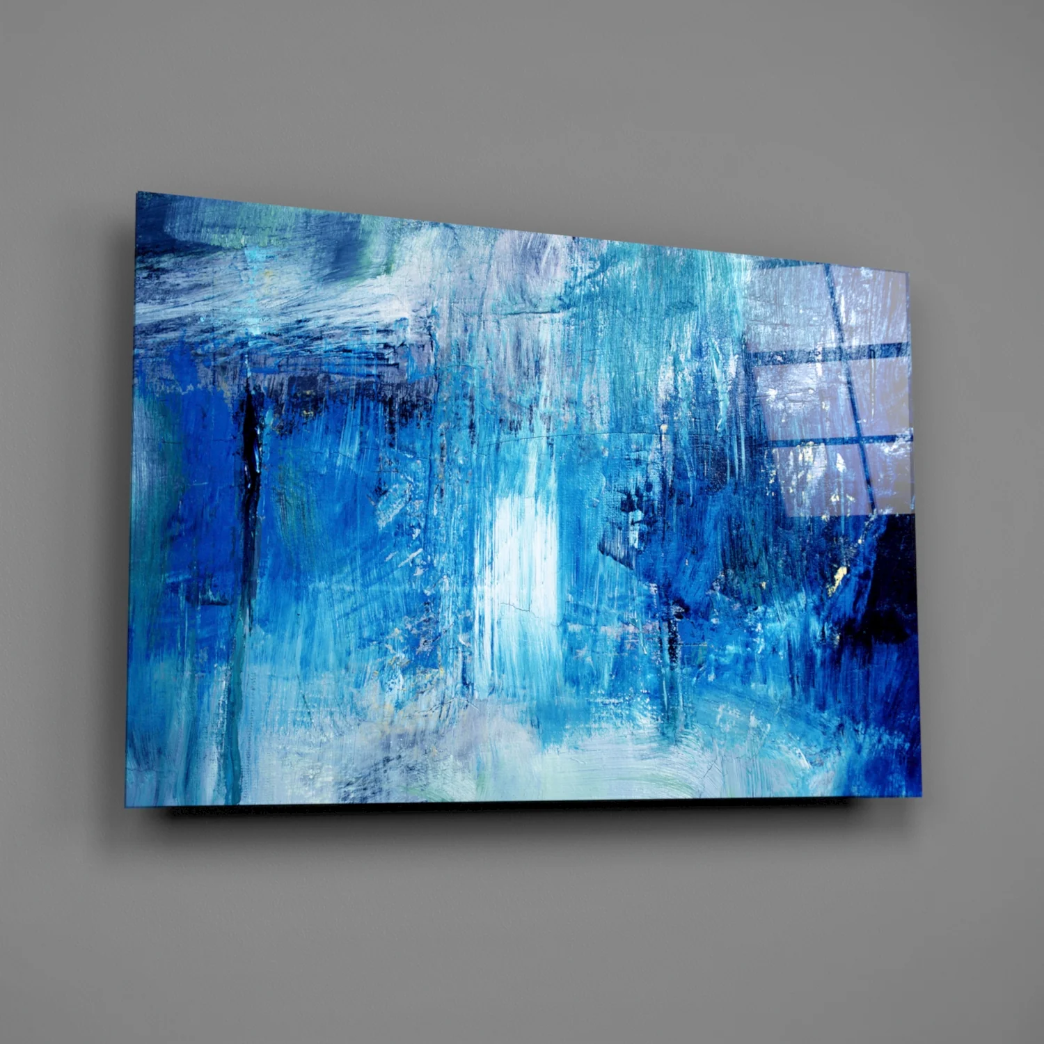 Cascading Blue Waterfall Glass Wall Art - Image 3