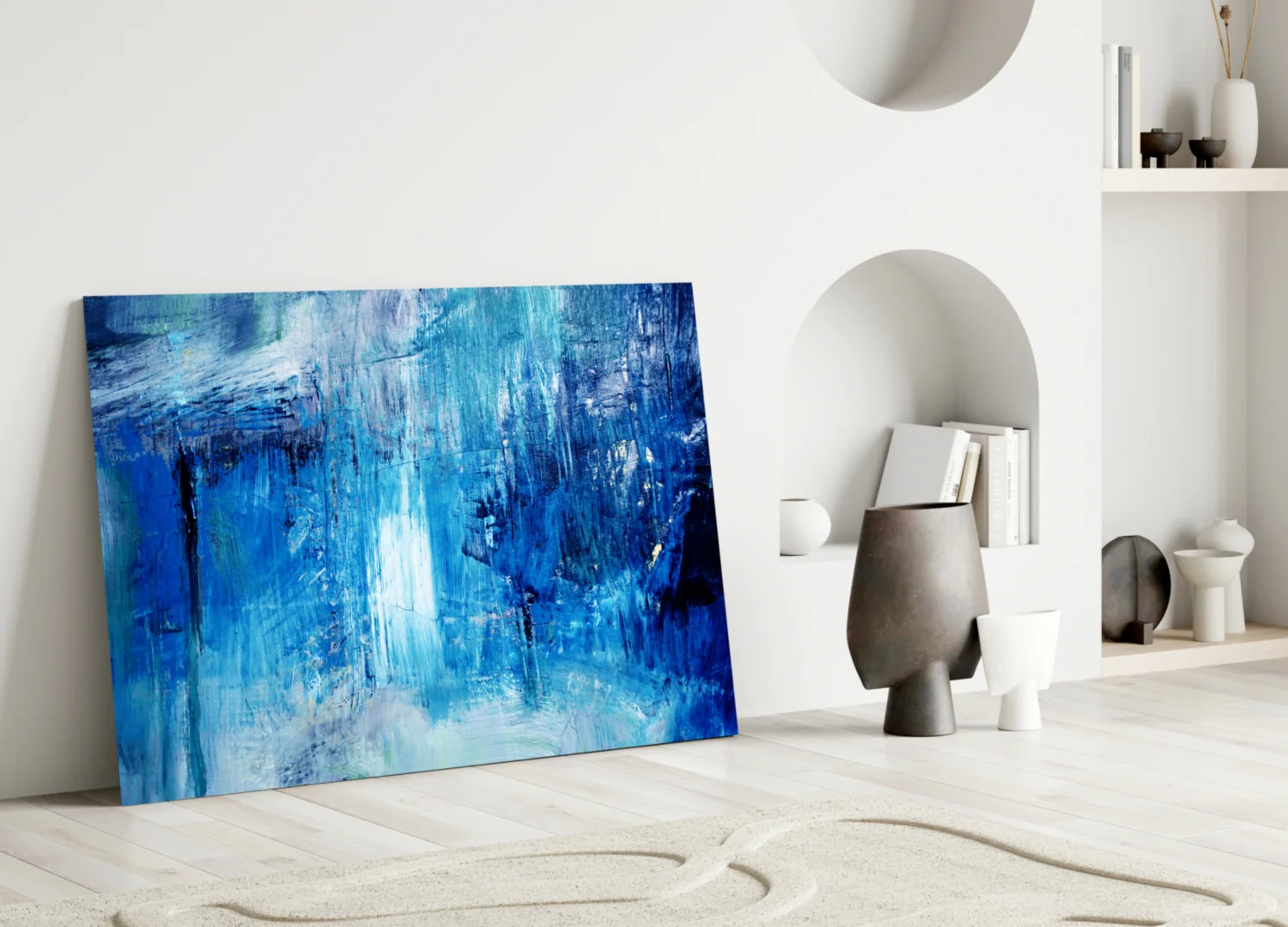 Cascading Blue Waterfall Glass Wall Art - Image 4