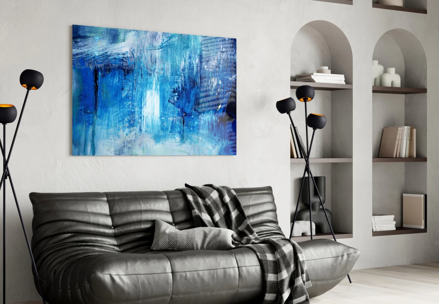 Cascading Blue Waterfall Glass Wall Art - Image 5