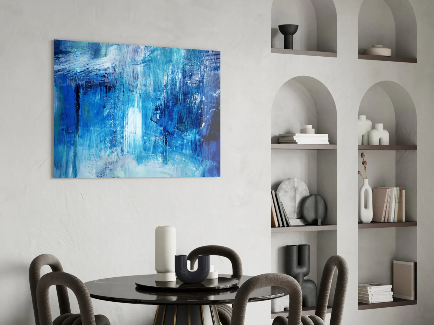 Cascading Blue Waterfall Glass Wall Art - Image 6
