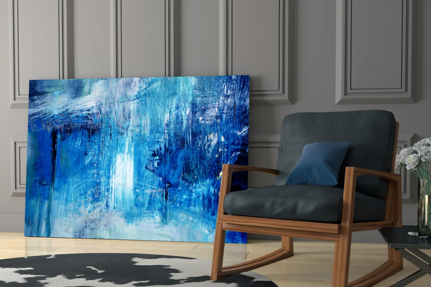 Cascading Blue Waterfall Glass Wall Art - Image 7