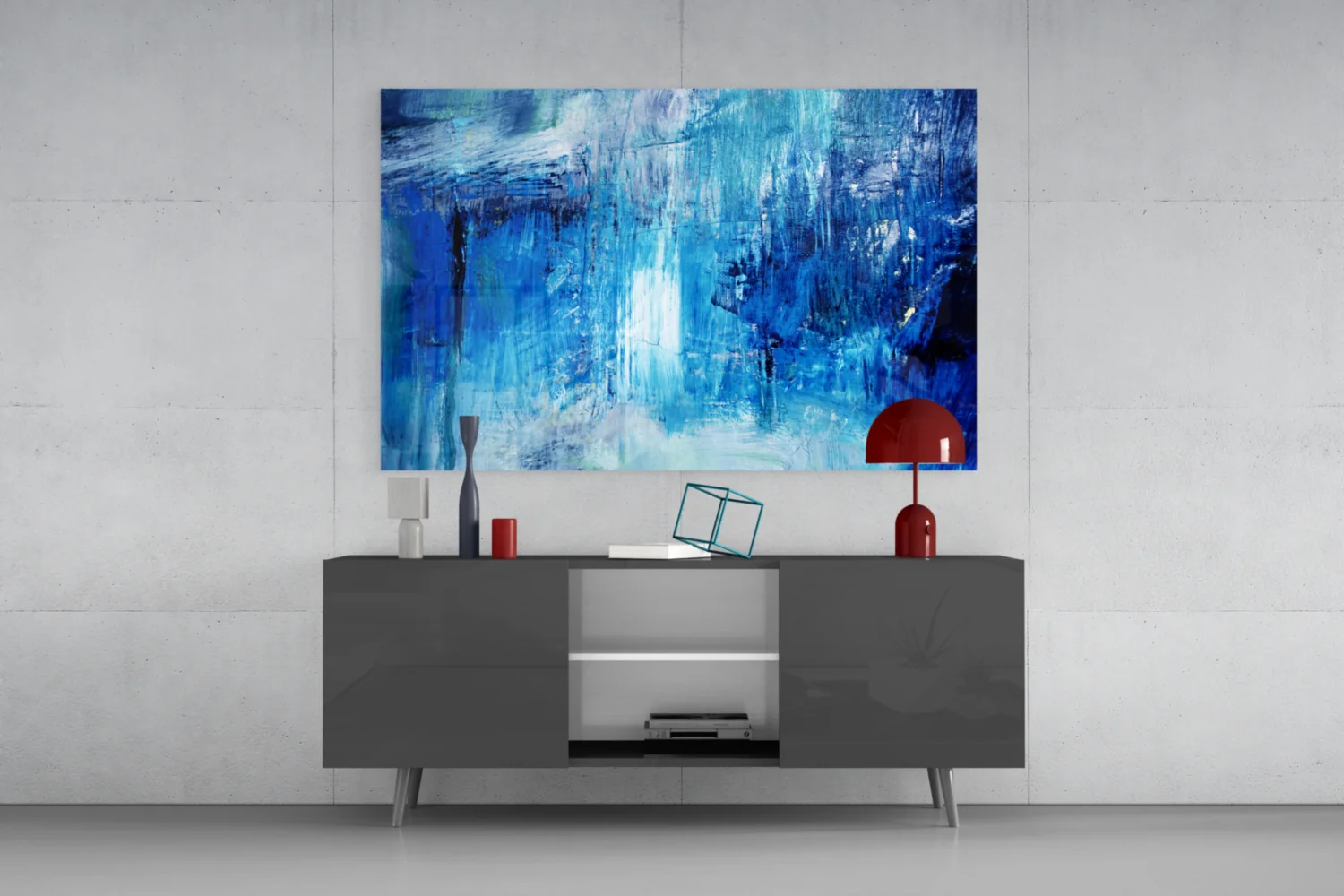 Cascading Blue Waterfall Glass Wall Art - Image 9