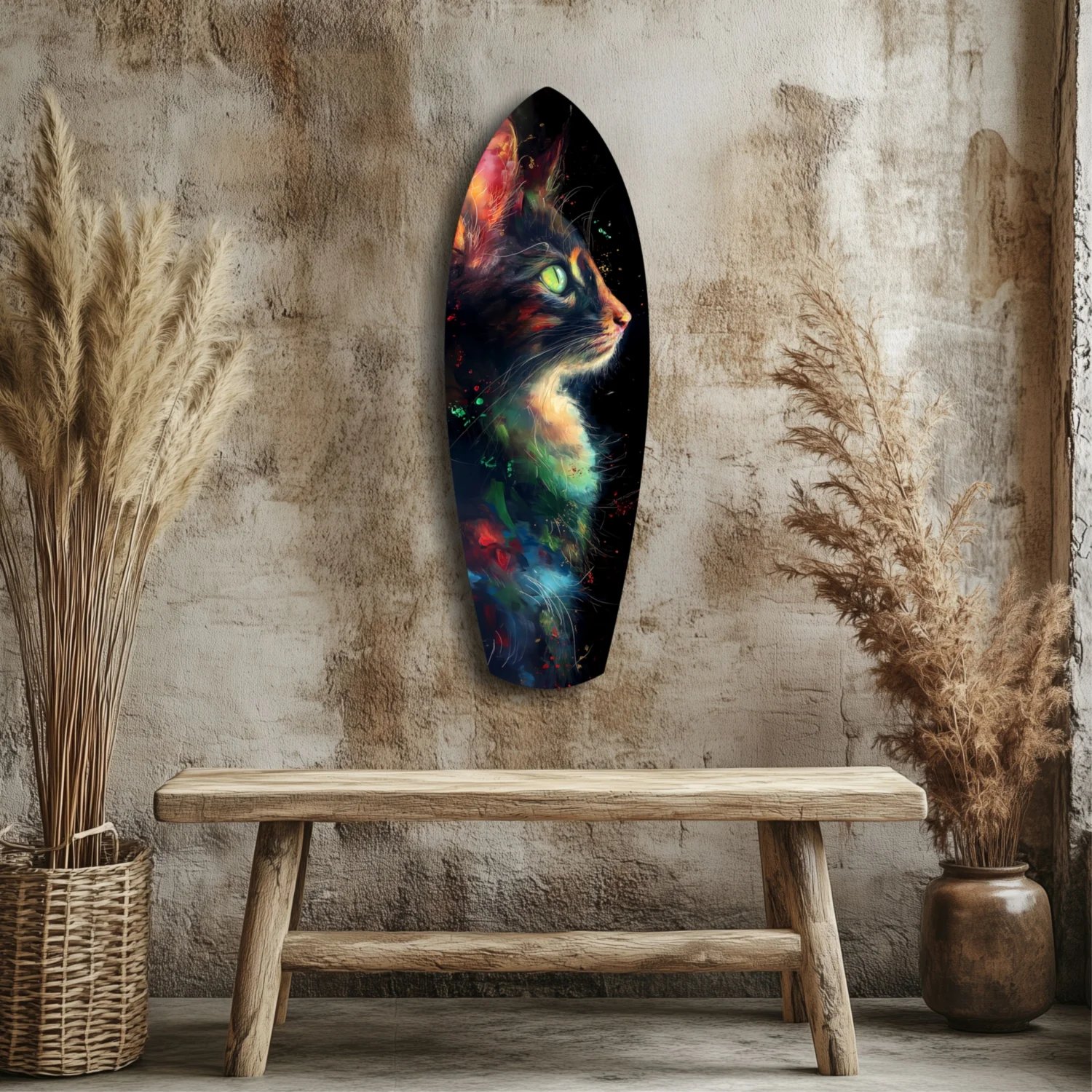 Celestial Cat Glass Wall Art - Image 3