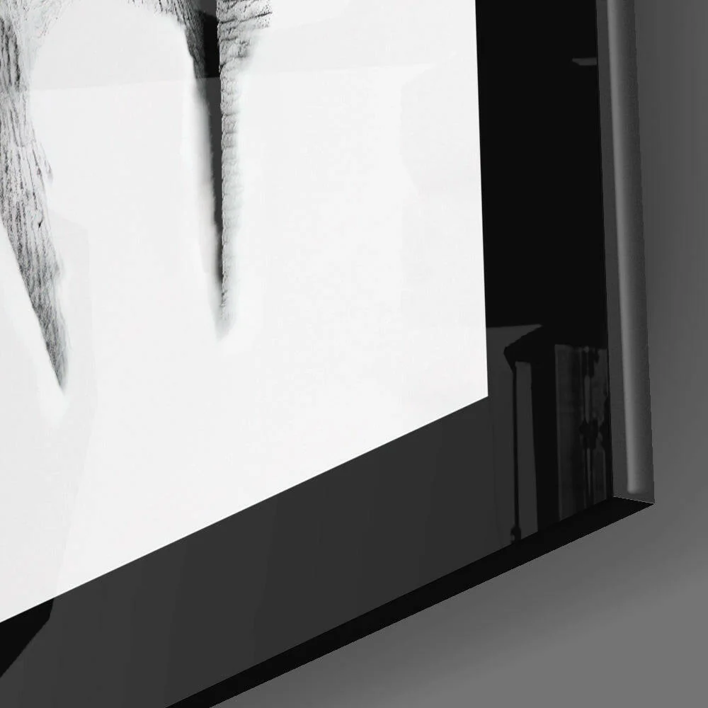 Charcoal Sketch Elephant Portrait Glass Wall Art - Image 3