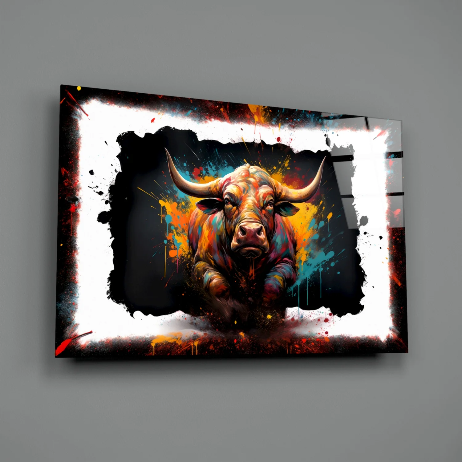 Charging Bull Torn Frame Glass Wall Art - Image 3