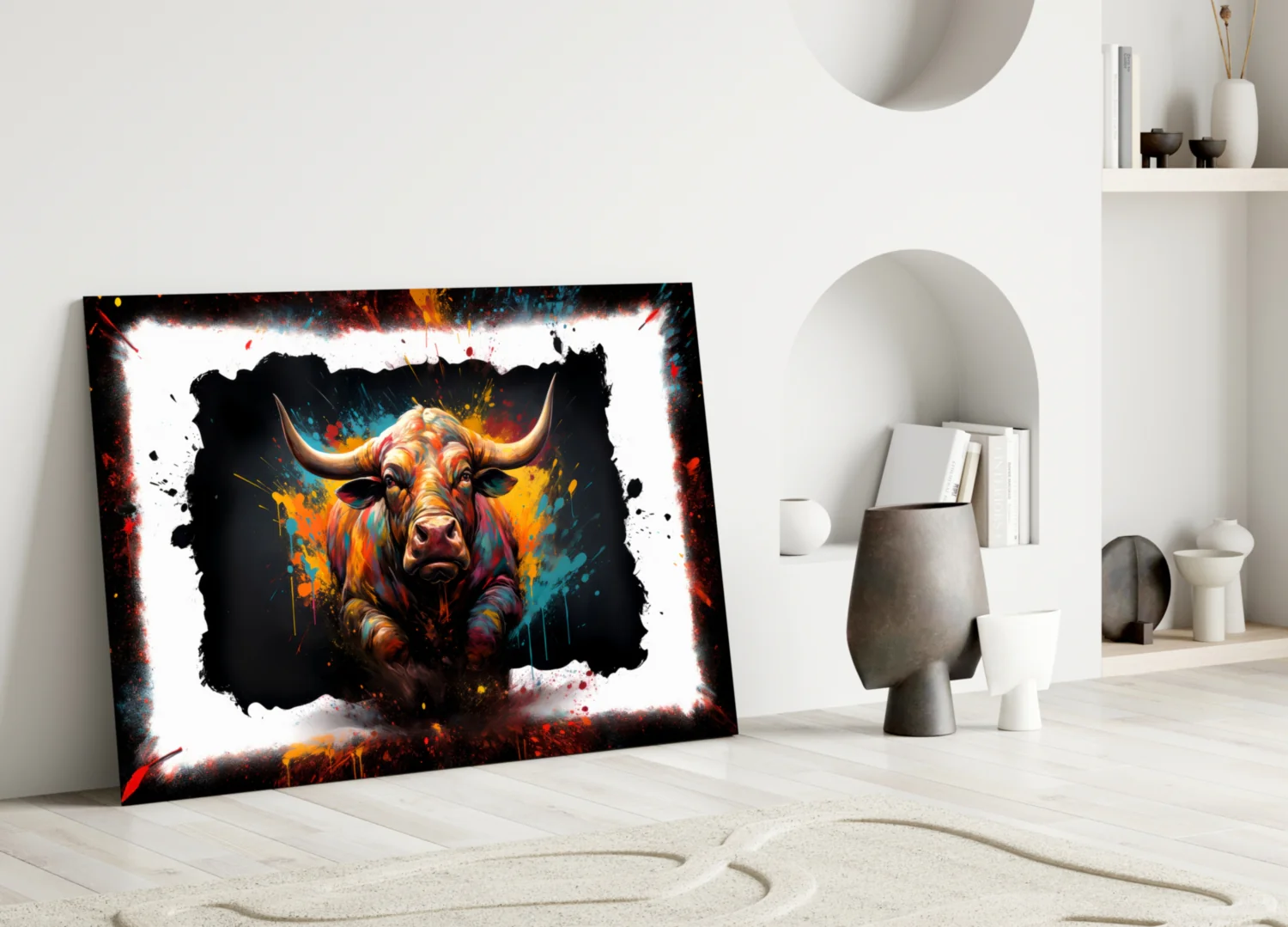 Charging Bull Torn Frame Glass Wall Art - Image 4