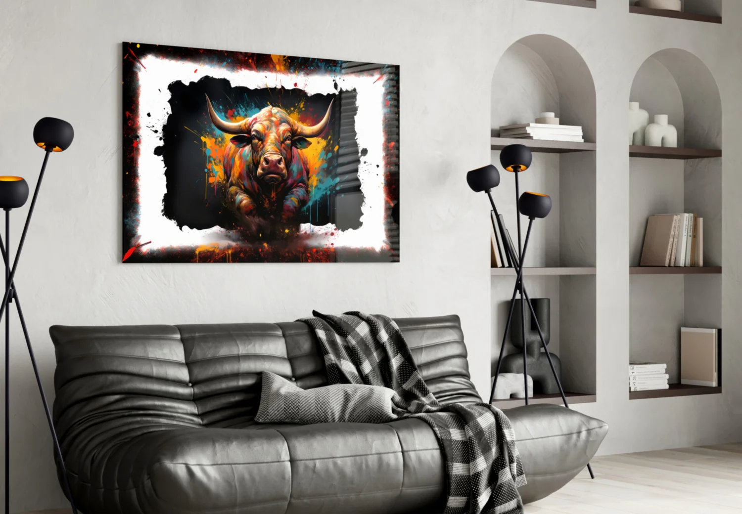 Charging Bull Torn Frame Glass Wall Art - Image 5