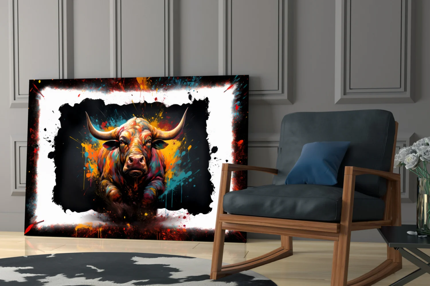 Charging Bull Torn Frame Glass Wall Art - Image 7