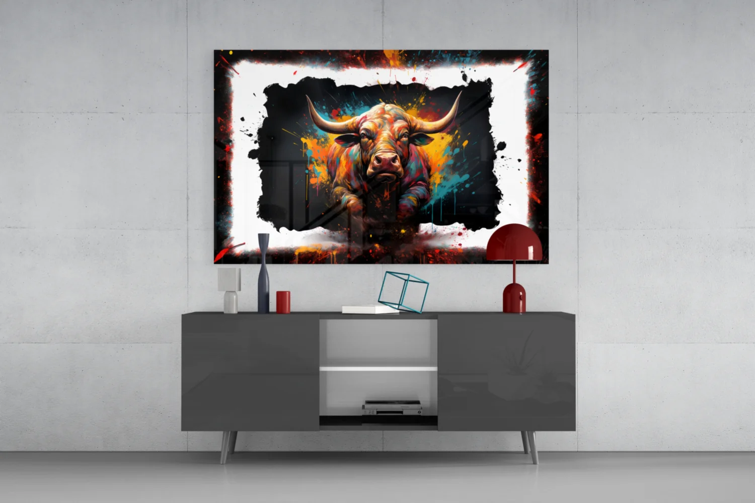 Charging Bull Torn Frame Glass Wall Art - Image 9