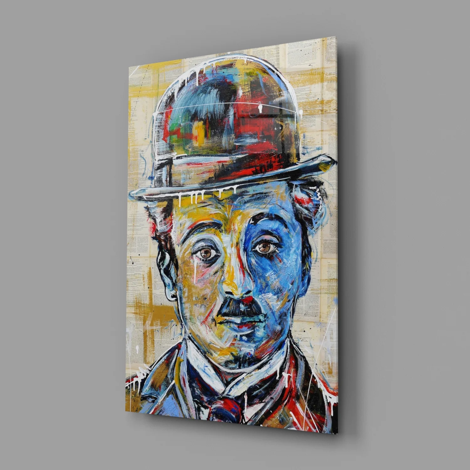 Bowler Hat Comedian Glass Wall Art - Image 2