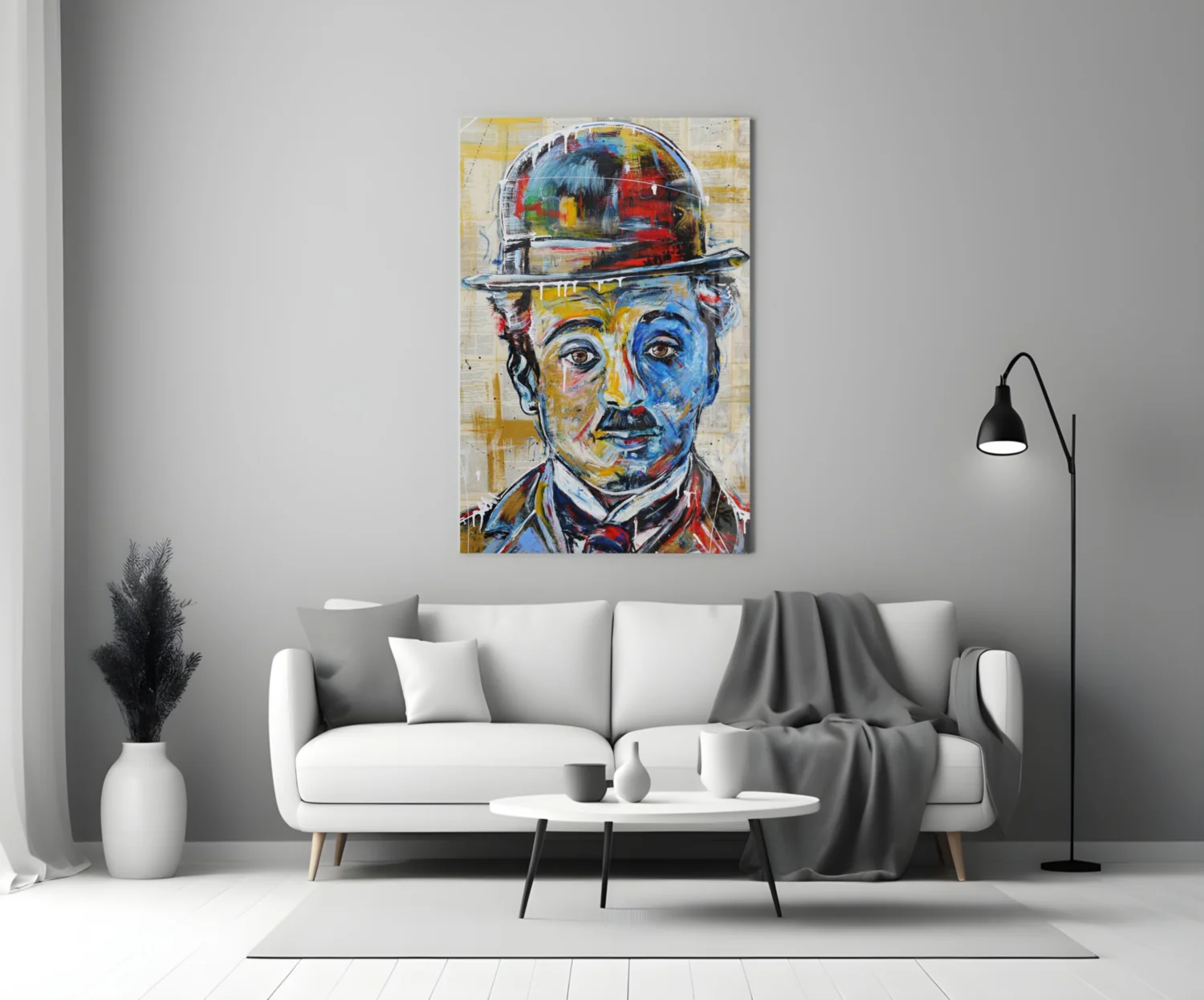 Bowler Hat Comedian Glass Wall Art - Image 3