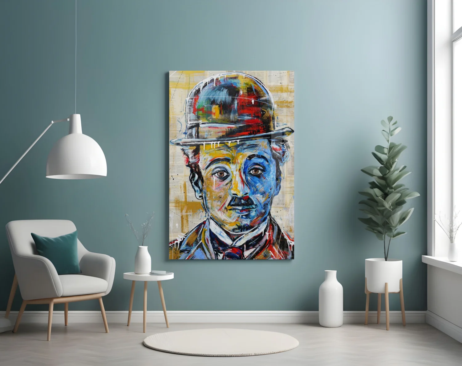 Bowler Hat Comedian Glass Wall Art - Image 4