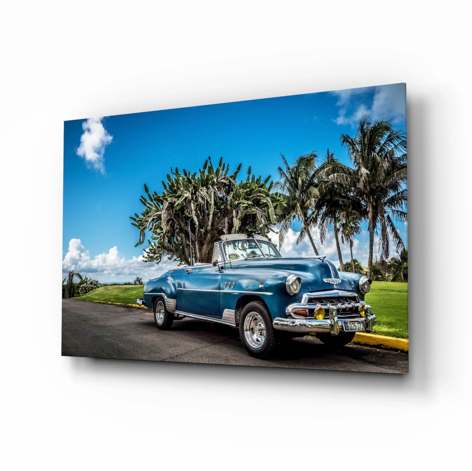 Vintage American Classic Car Glass Wall Art - Image 2