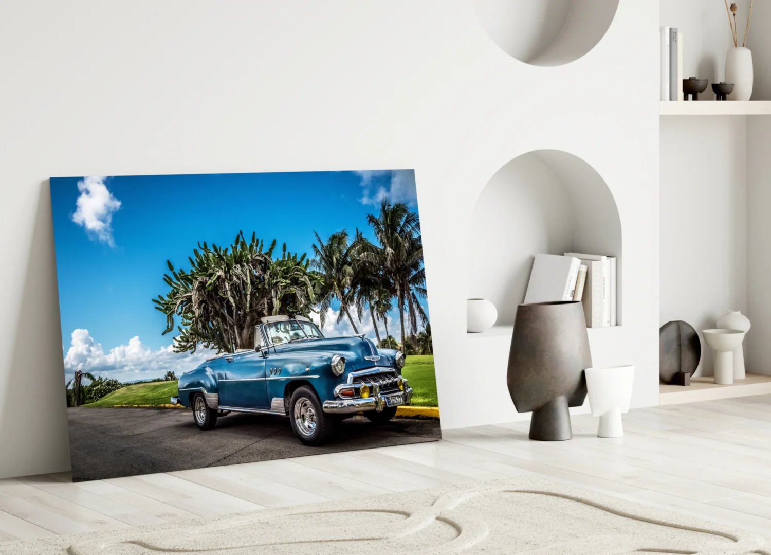 Vintage American Classic Car Glass Wall Art - Image 4