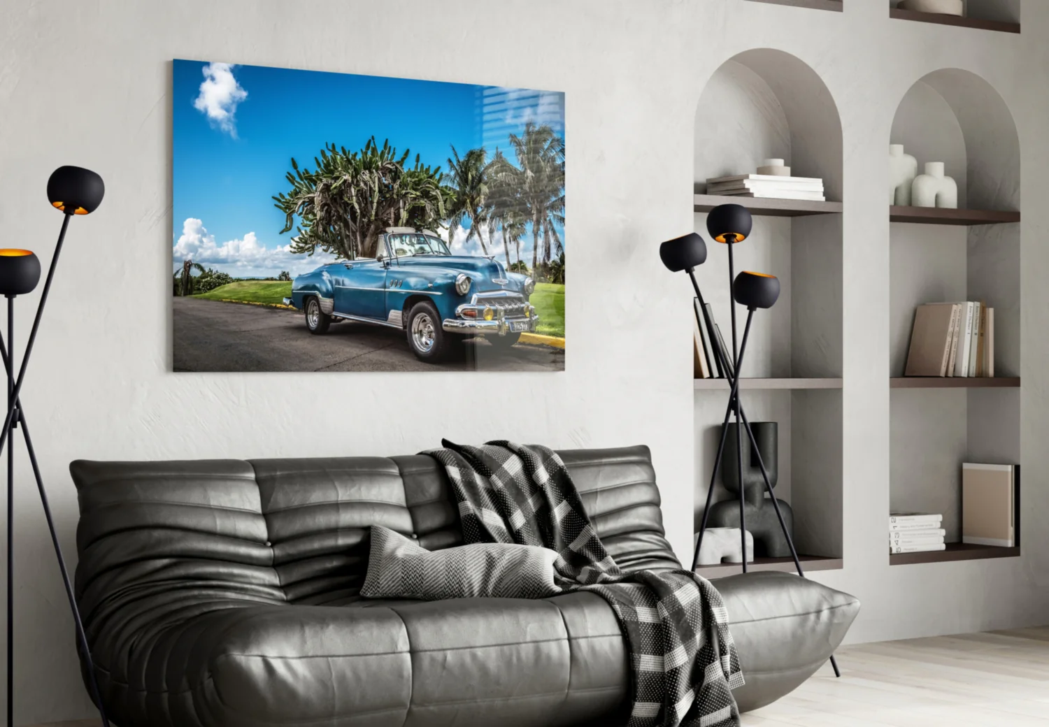Vintage American Classic Car Glass Wall Art - Image 5