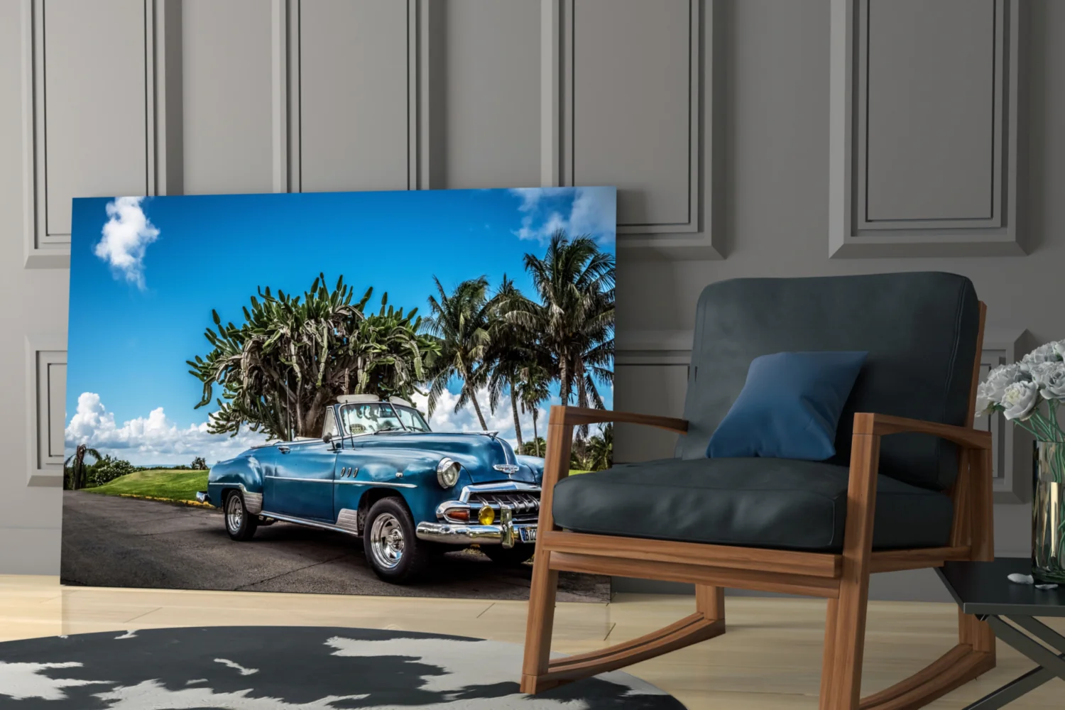 Vintage American Classic Car Glass Wall Art - Image 7