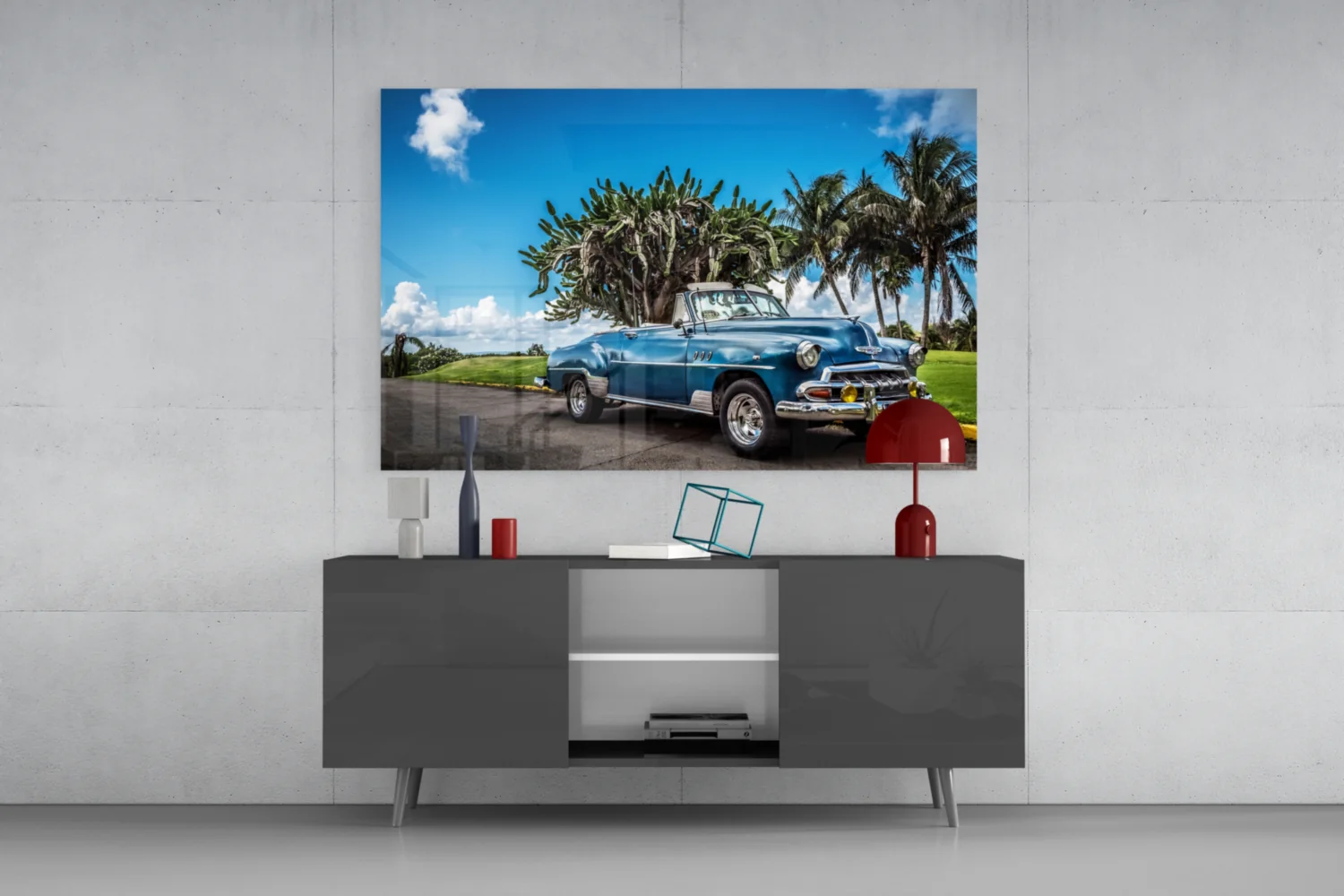 Vintage American Classic Car Glass Wall Art - Image 9