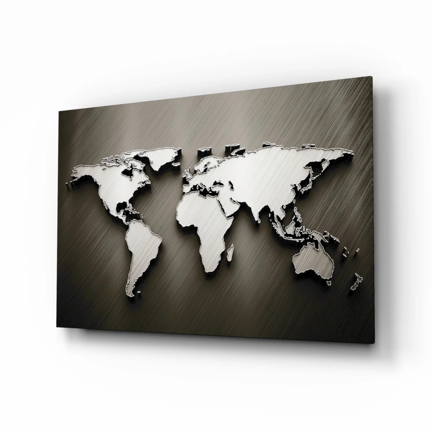 Chrome Relief World Map Glass Wall Art - Image 2