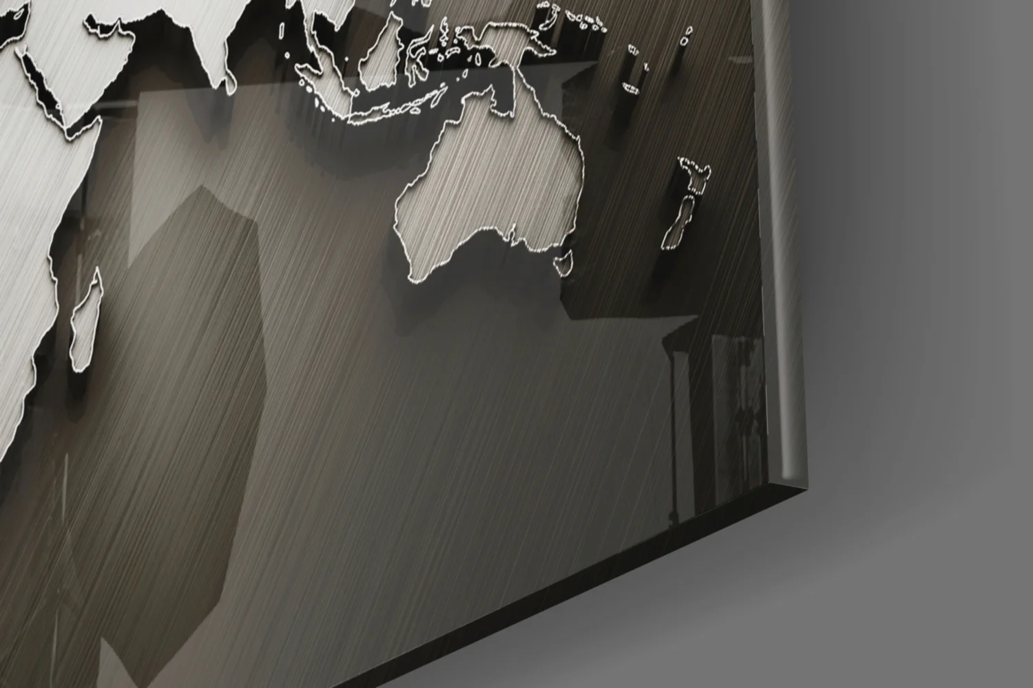Chrome Relief World Map Glass Wall Art - Image 8
