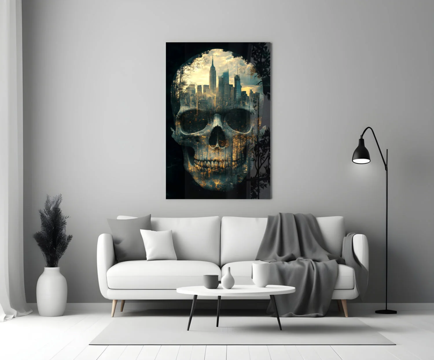 City Skull Glass Wall Art || Designer Collection - Image 3