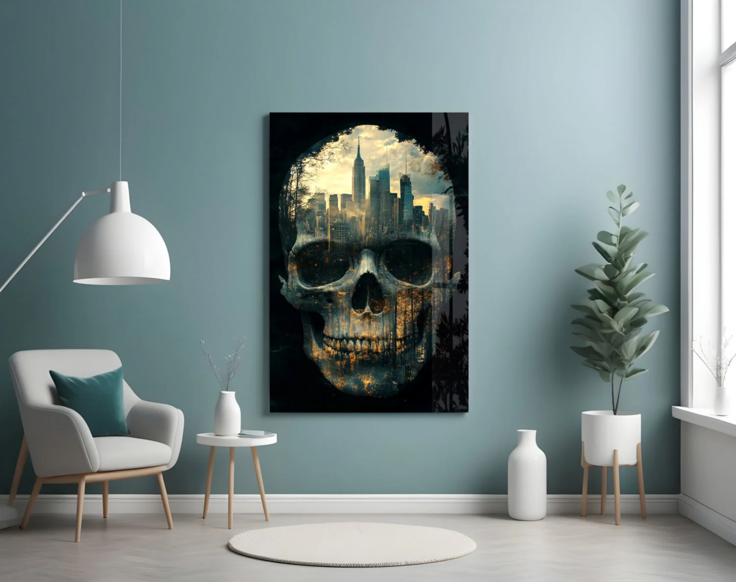 City Skull Glass Wall Art || Designer Collection - Image 4