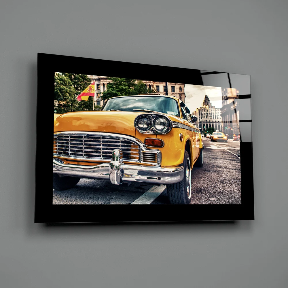 Classical Yellow Car Glass Wall Art - Image 2