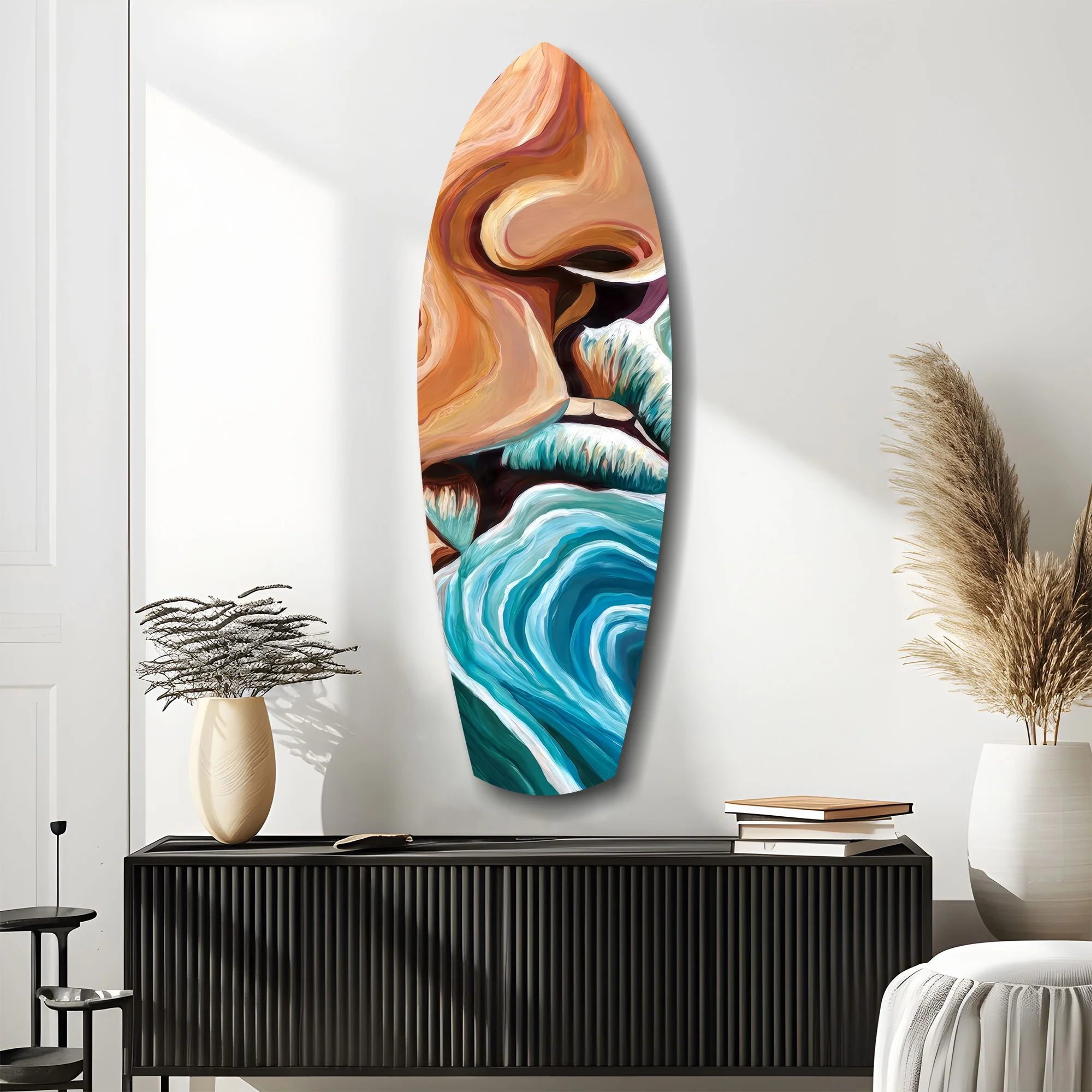 Coastal Cliffs Painterly Ocean Wave Glass Wall Art - Image 10