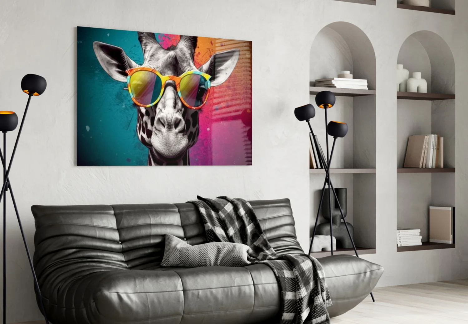 Color Block Giraffe Mirror Shades Glass Wall Art - Image 4