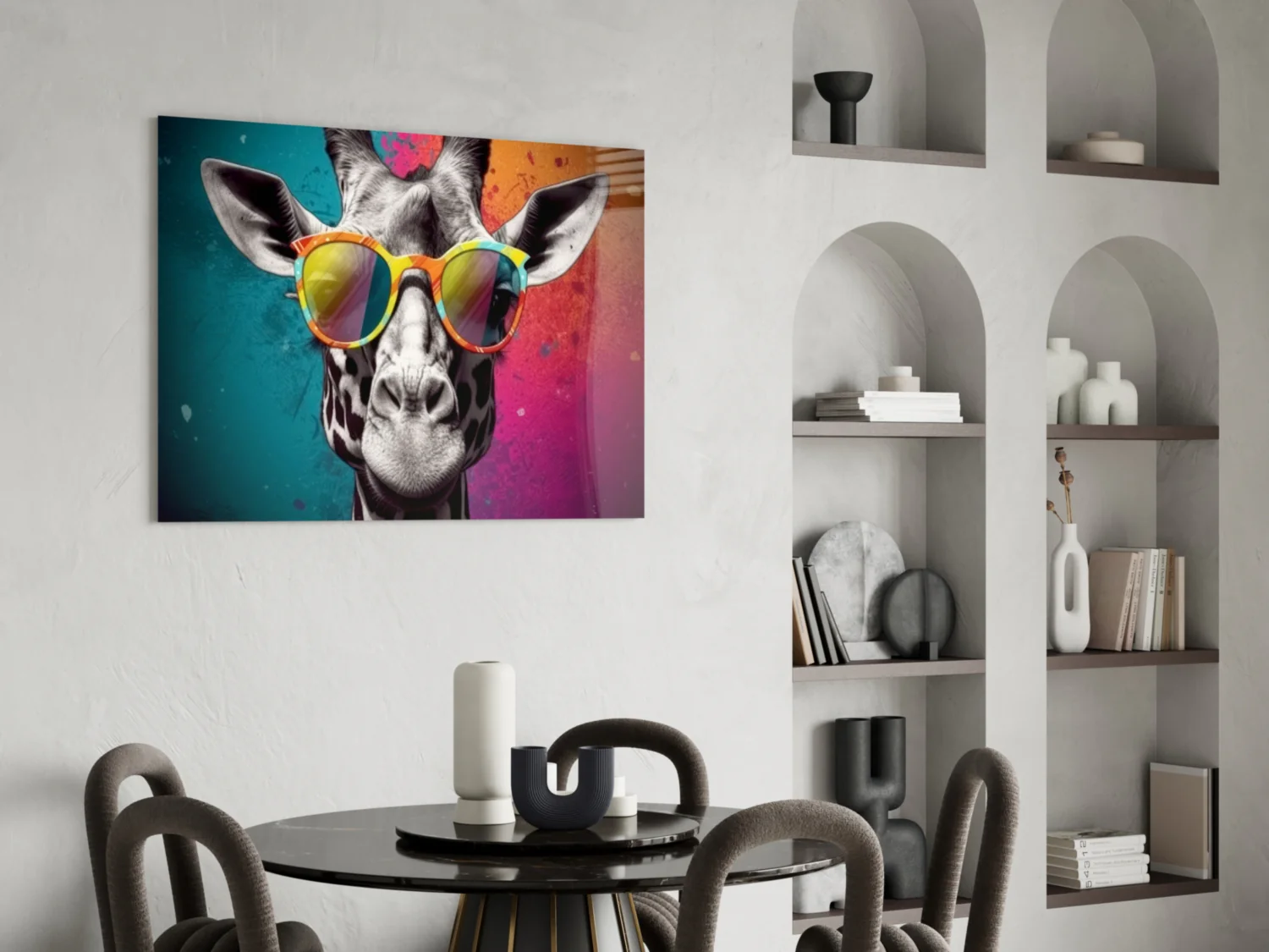 Color Block Giraffe Mirror Shades Glass Wall Art - Image 5