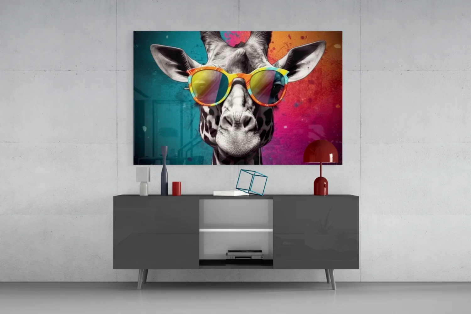 Color Block Giraffe Mirror Shades Glass Wall Art - Image 8