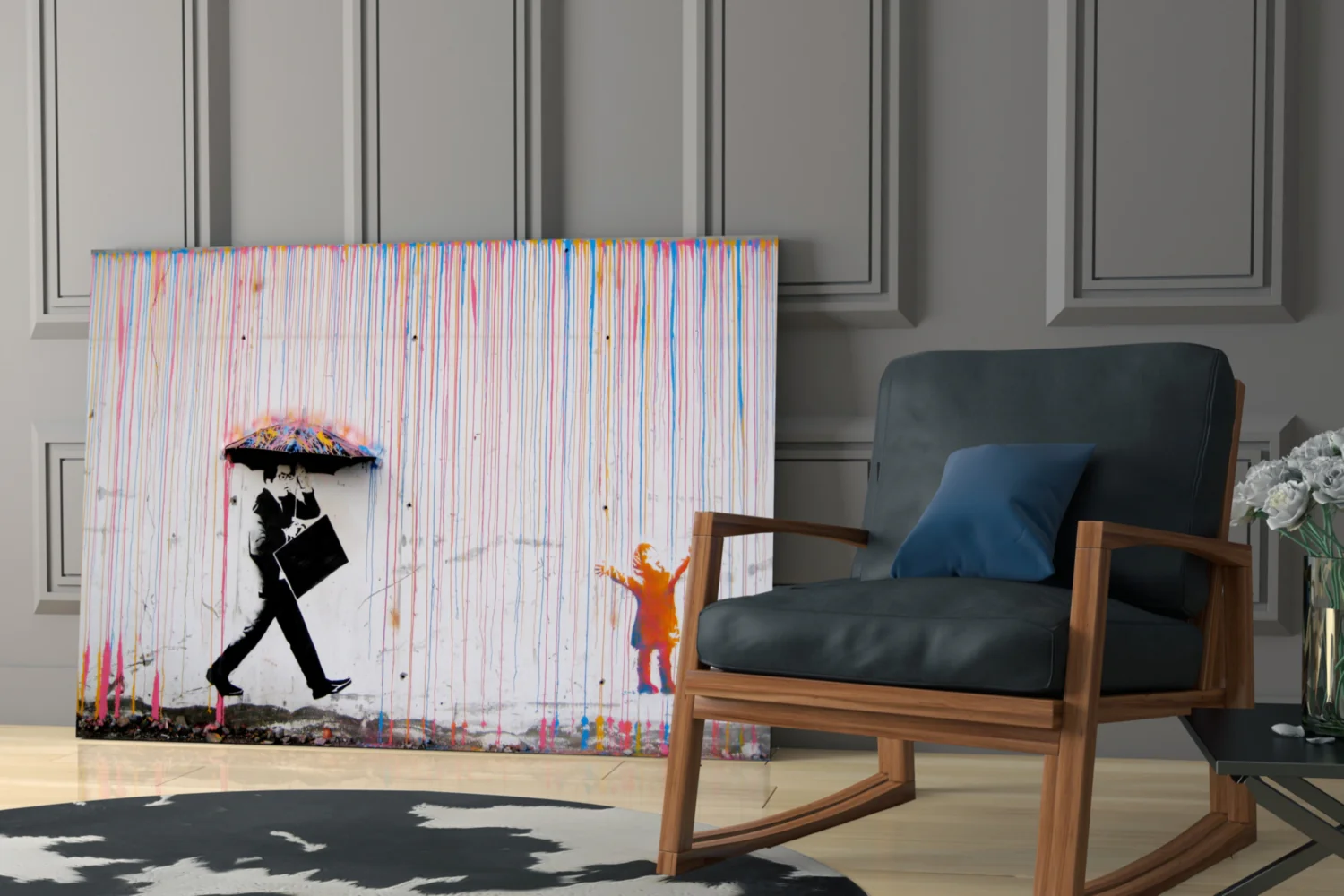 Color of Rain Street Stencil Glass Wall Art - Image 7
