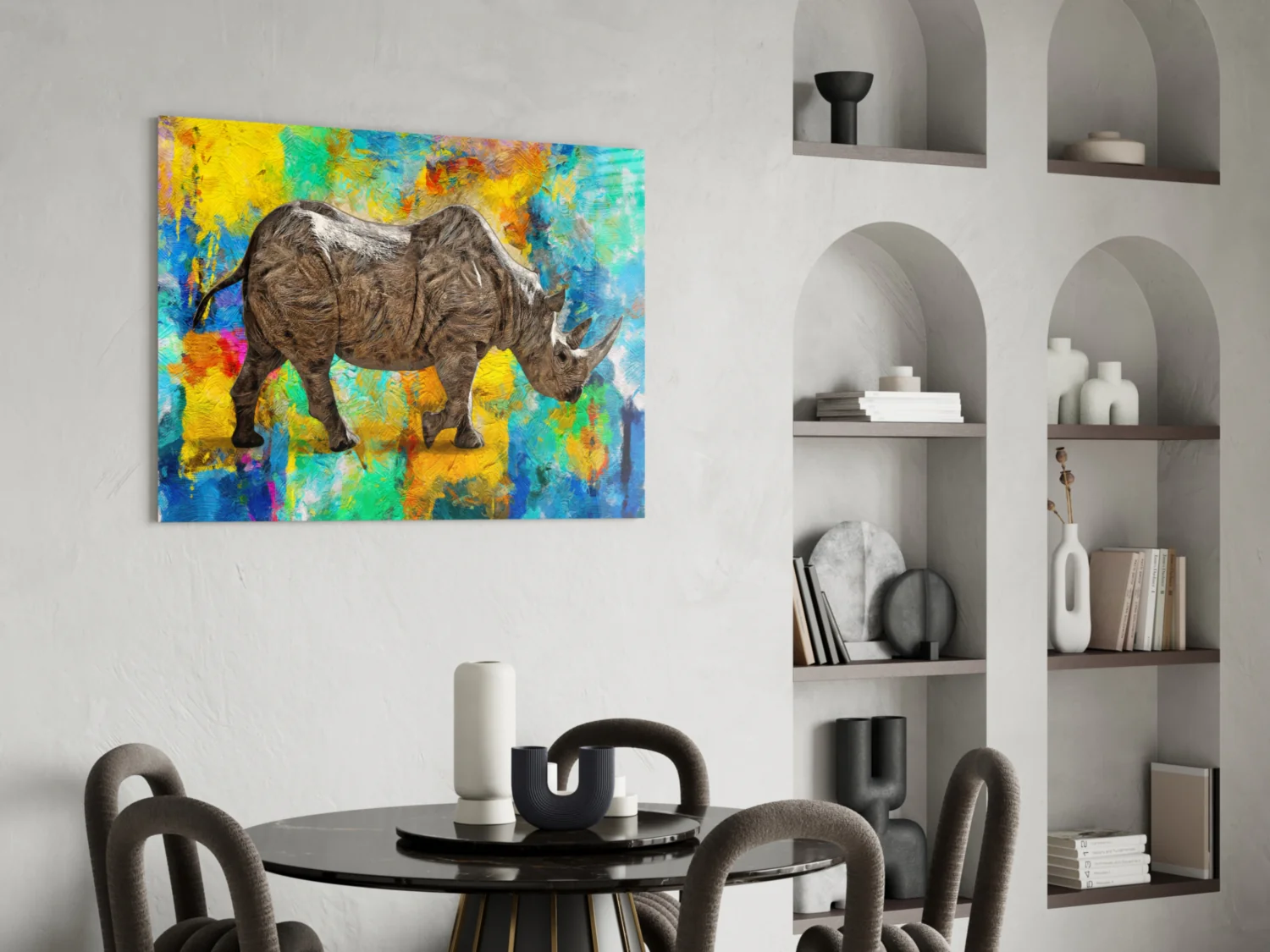 Colorful Abstract Rhino Glass Wall Art - Image 6