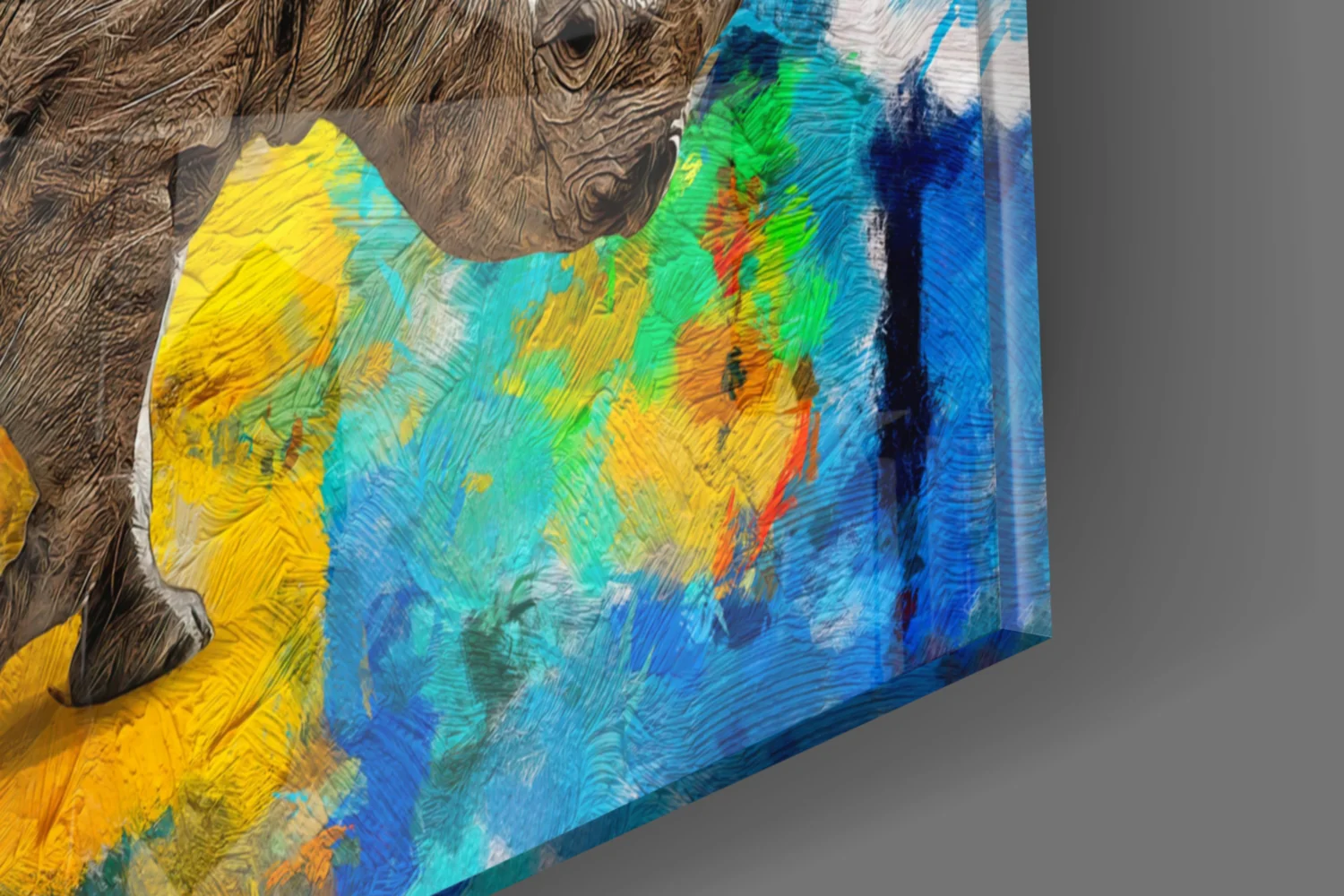 Colorful Abstract Rhino Glass Wall Art - Image 8