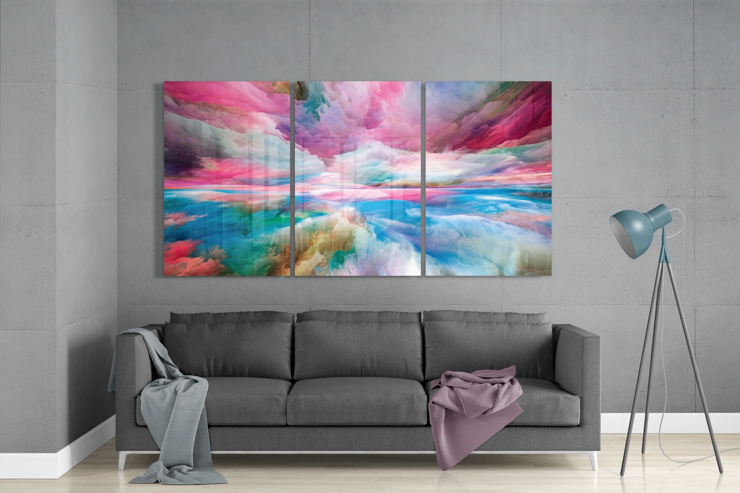 Colorful Clouds Glass Wall Art - Image 3